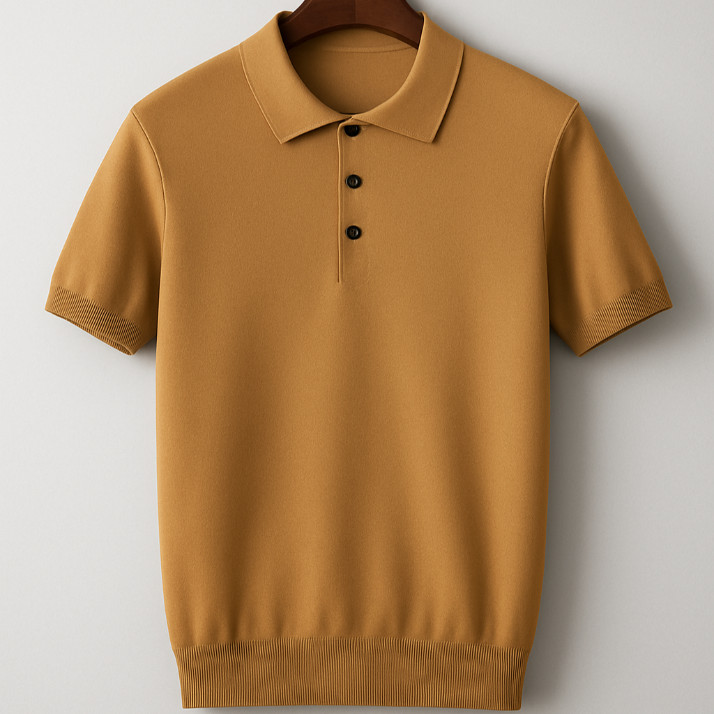 Men’s Summer 100% Merino Wool Short-Sleeve Polo Sweater