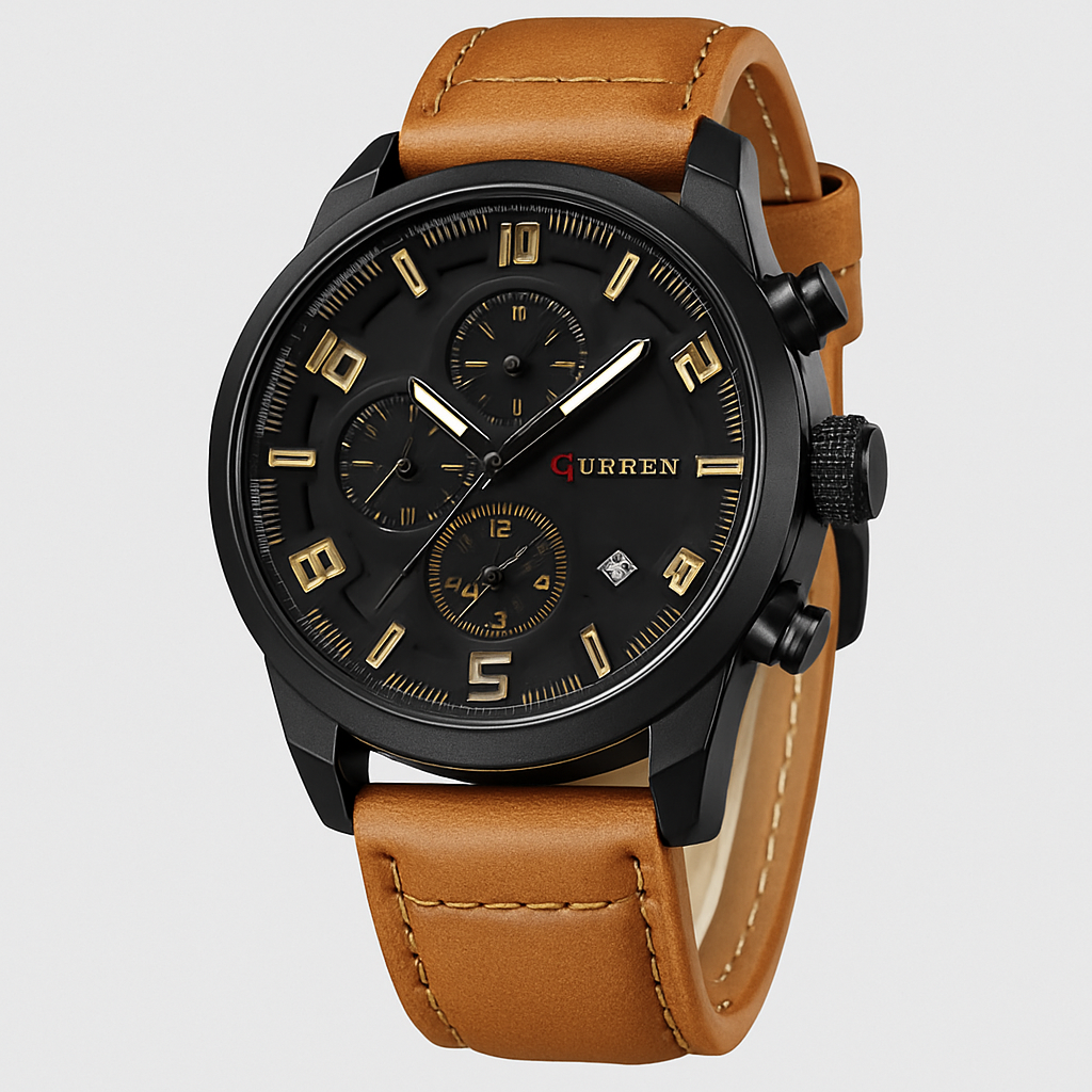 CURREN Men’s Luxury Watch – Sophisticated Design with Leather Strap and Date Display