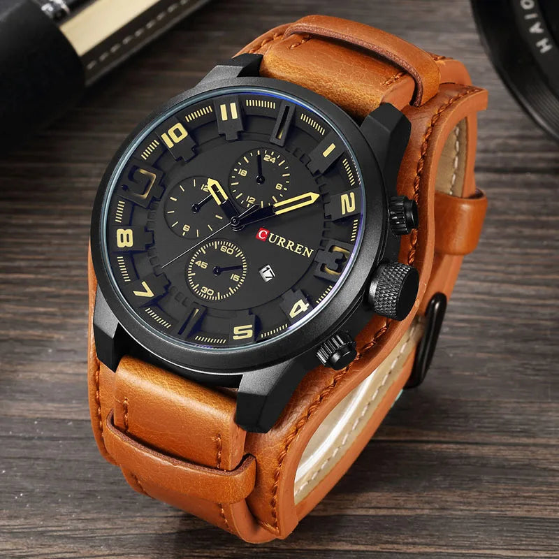 CURREN Men’s Luxury Watch – Sophisticated Design with Leather Strap and Date Display