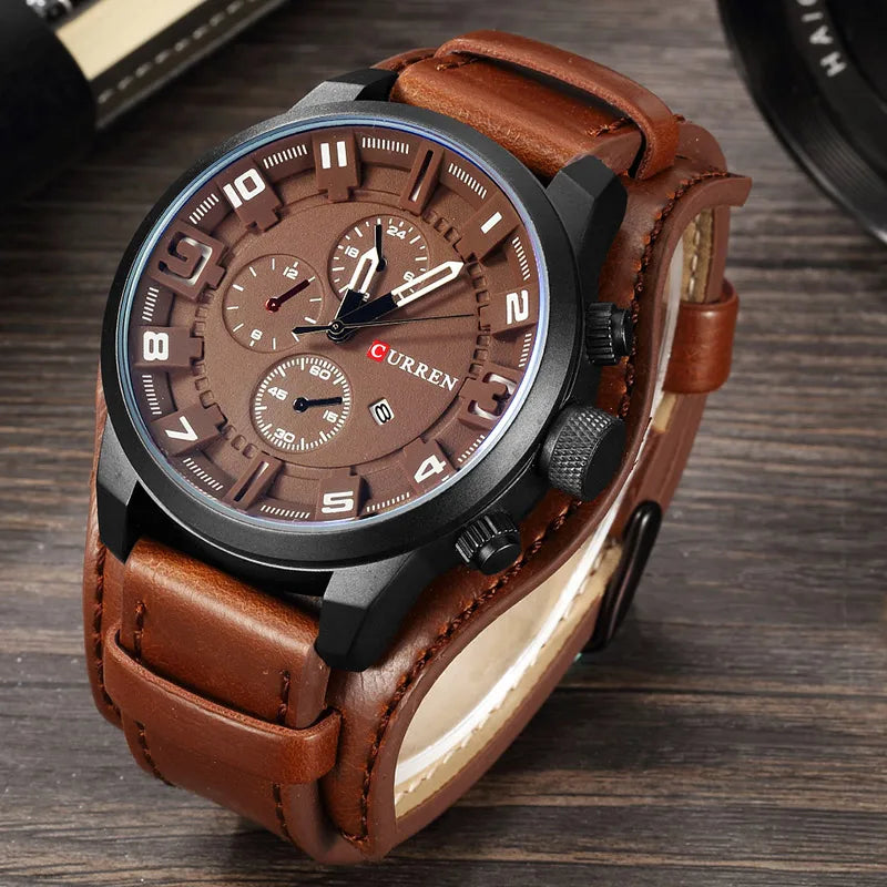 CURREN Men’s Luxury Watch – Sophisticated Design with Leather Strap and Date Display