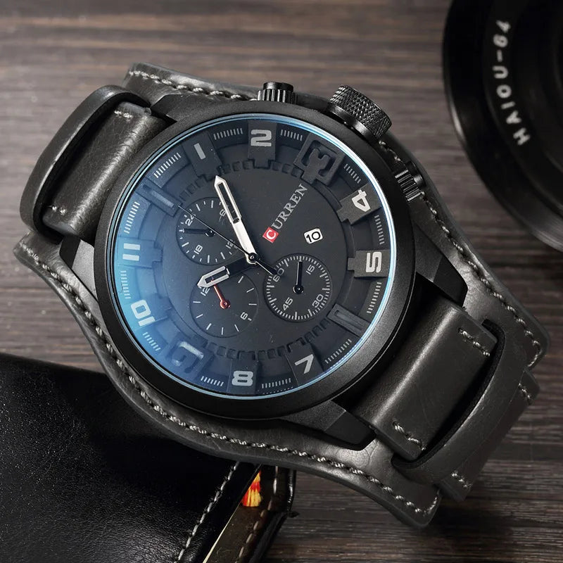 CURREN Men’s Luxury Watch – Sophisticated Design with Leather Strap and Date Display