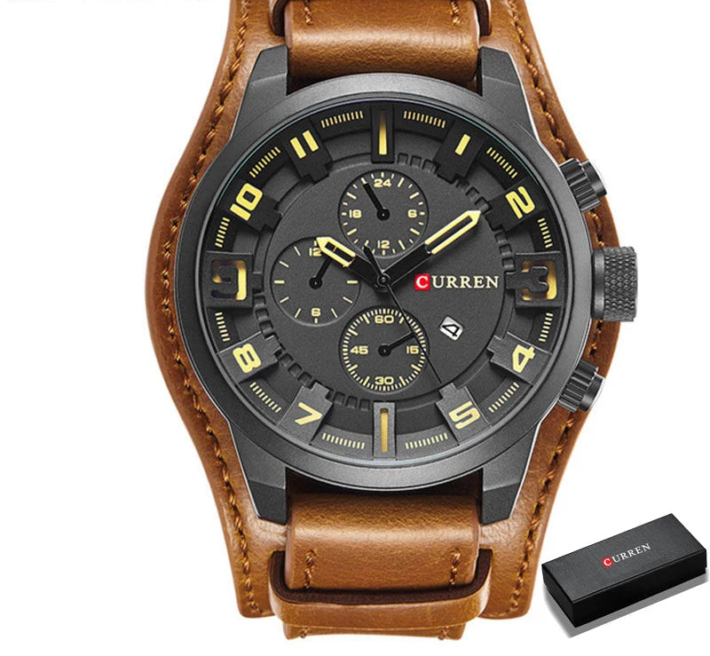 CURREN Men’s Luxury Watch – Sophisticated Design with Leather Strap and Date Display