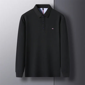 Men’s Casual Long-Sleeve Embroidered Polo Shirt
