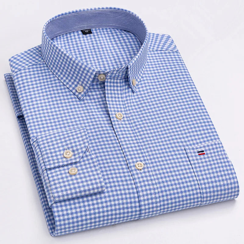 Men’s 100% Cotton Long-Sleeve Oxford Shirt
