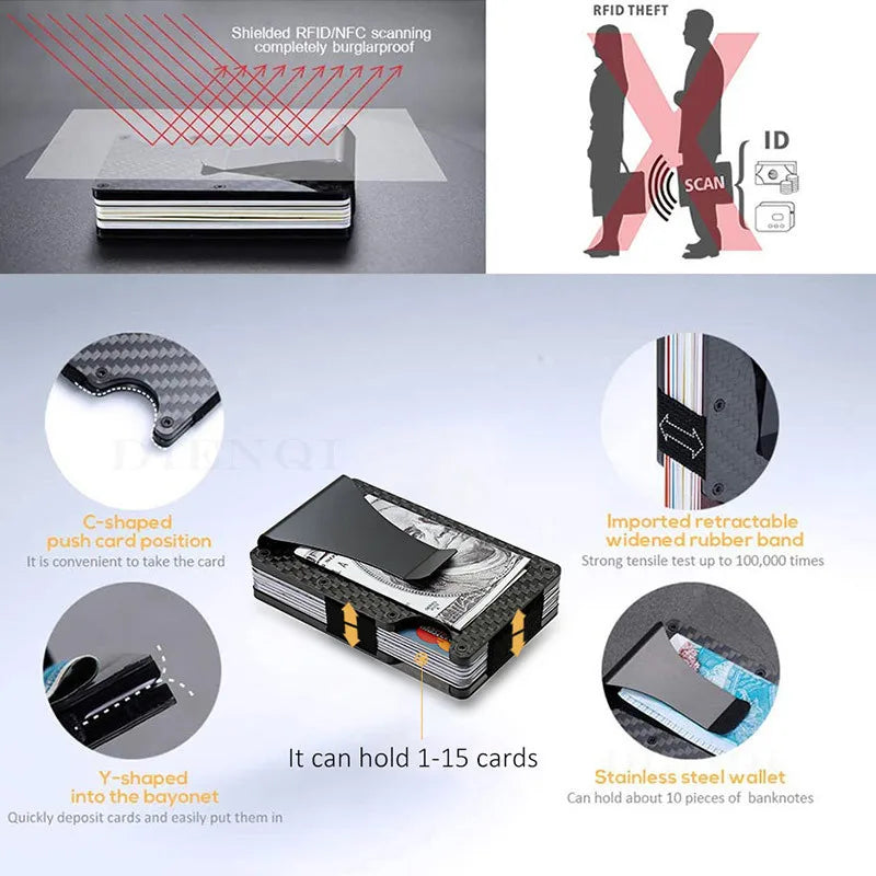 Slim RFID-Blocking Metal Wallet with Money Clip – Minimalist Front Pocket Design