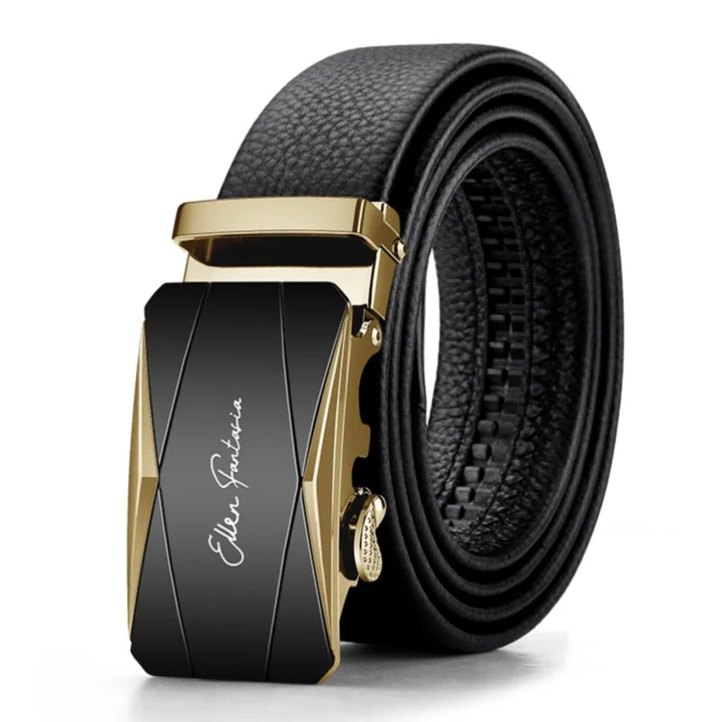 Men’s Genuine Leather Belt with Adjustable Automatic Buckle