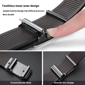 Men’s Leather Belt with Automatic Buckle – Genuine Cowskin, Luxury Design