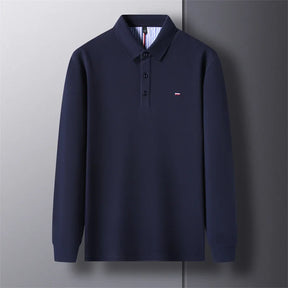 Men’s Casual Long-Sleeve Embroidered Polo Shirt
