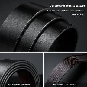 Men’s Leather Belt with Automatic Buckle – Genuine Cowskin, Luxury Design