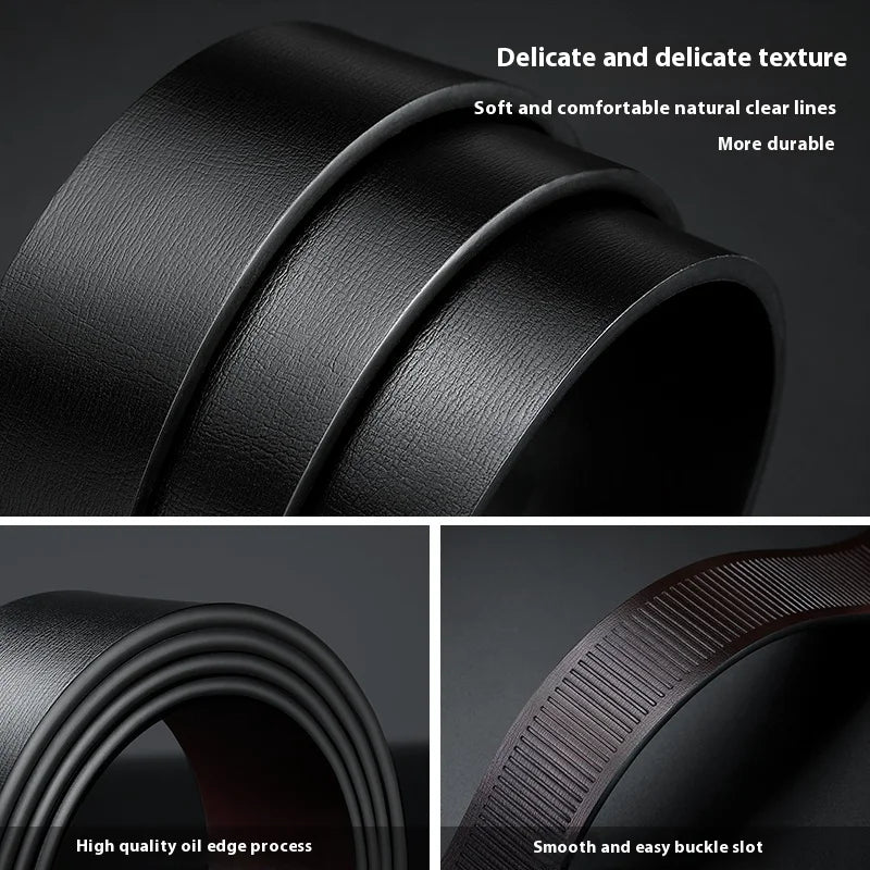 Men’s Leather Belt with Automatic Buckle – Genuine Cowskin, Luxury Design