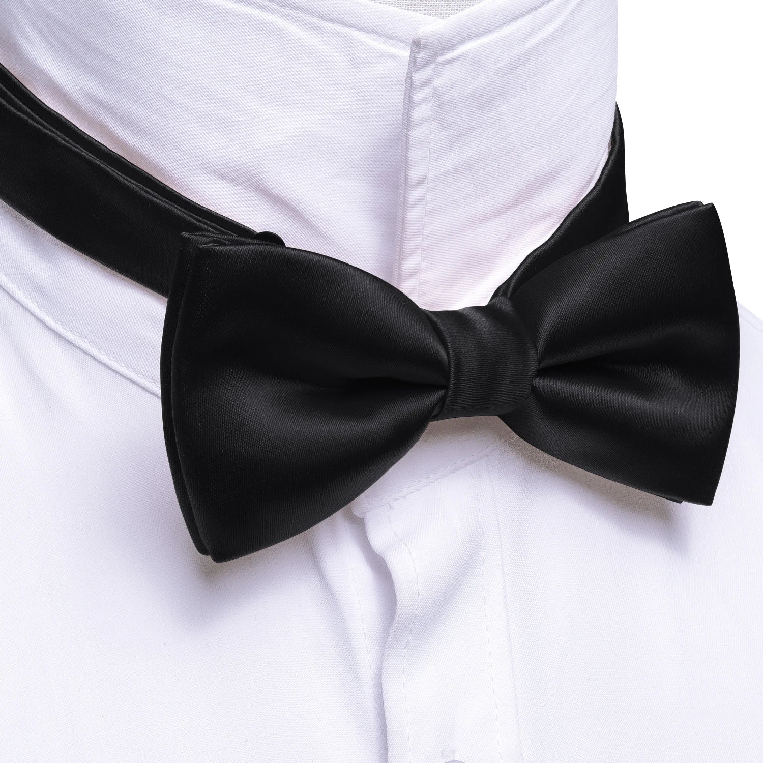 Formal Black Bow Tie Set with Pocket Square and Cufflinks