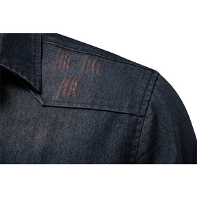 Men’s Spring Long Sleeve Denim Shirt – High-Quality Cotton, Slim Fit
