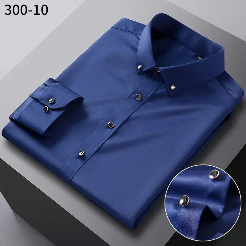 Men’s Premium Non-Iron Long Sleeve Business Shirt – Korean Slim Fit