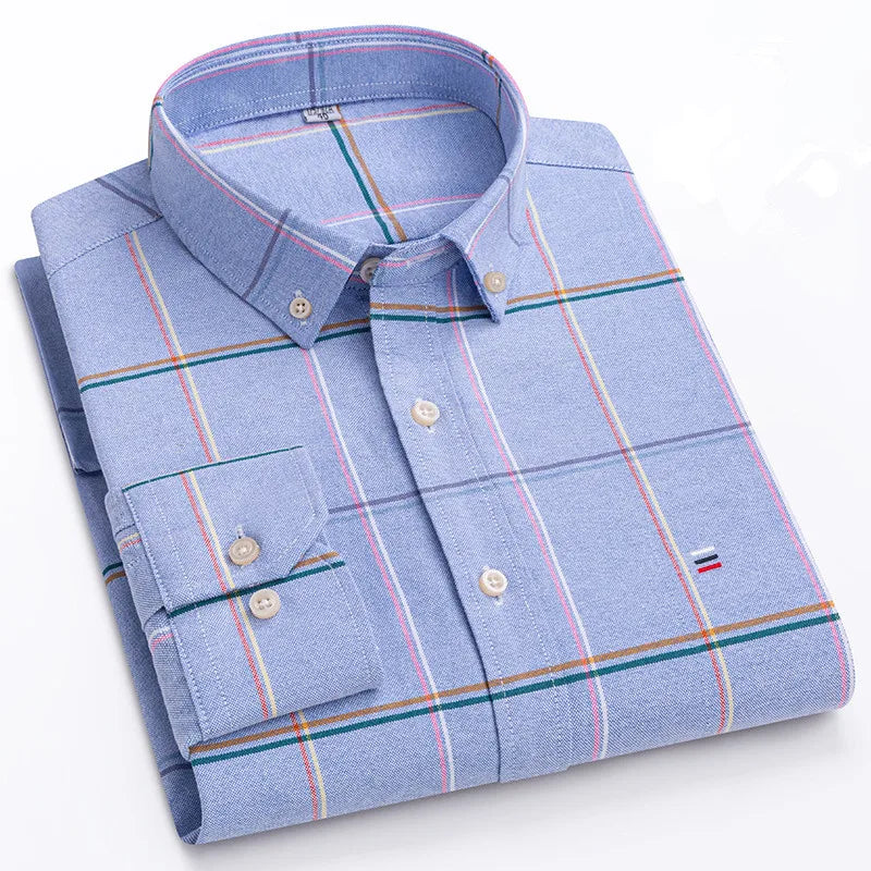 Men’s 100% Cotton Long-Sleeve Oxford Shirt