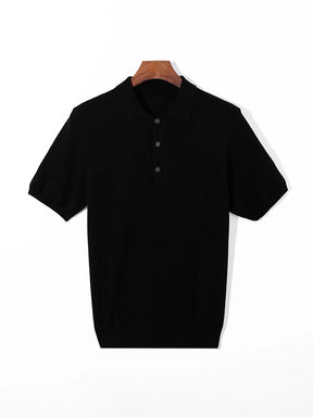 Men’s Summer 100% Merino Wool Short-Sleeve Polo Sweater
