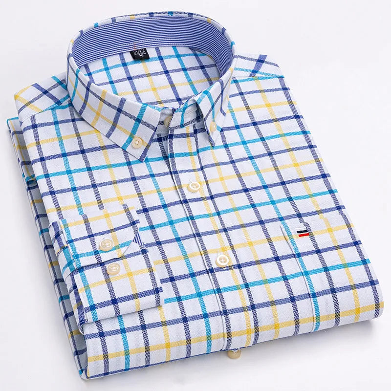Men’s 100% Cotton Long-Sleeve Oxford Shirt