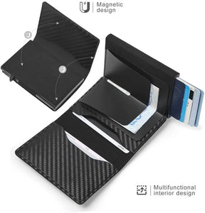 TANGMO Smart Air Tag Wallet RFID Credit Card Money Holder Automatic Pop up Mini Aluminum Wallet Airtag Case Cover