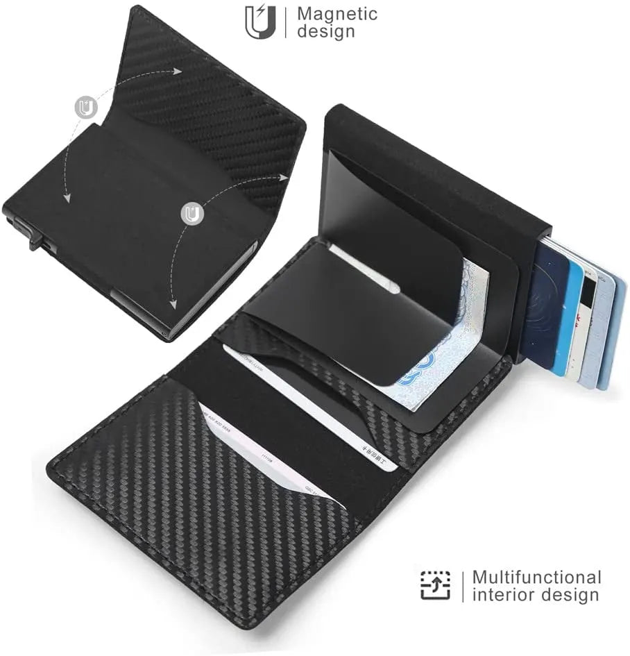 TANGMO Smart Air Tag Wallet RFID Credit Card Money Holder Automatic Pop up Mini Aluminum Wallet Airtag Case Cover