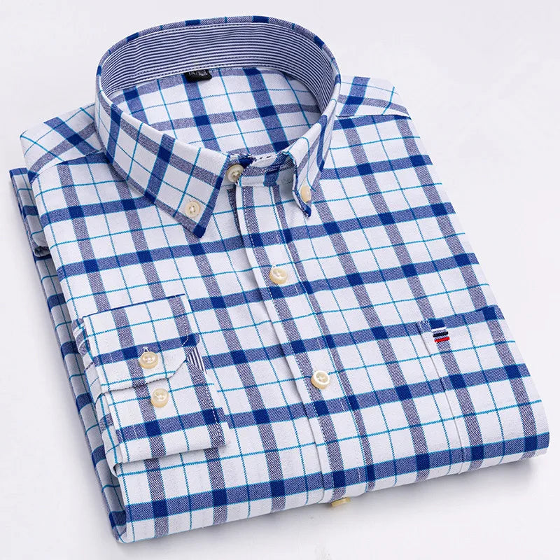 Men’s 100% Cotton Long-Sleeve Oxford Shirt