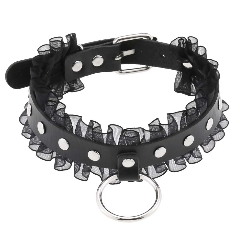 Gothic Glam Leather Tassel Choker