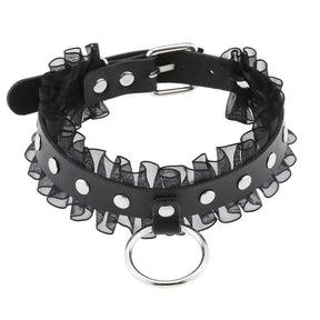 Gothic Glam Leather Tassel Choker