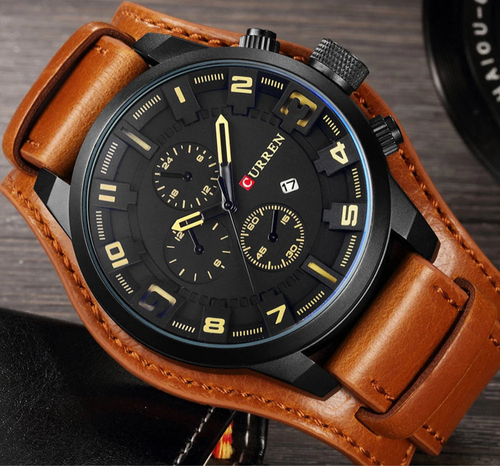 CURREN Men’s Luxury Watch – Sophisticated Design with Leather Strap and Date Display
