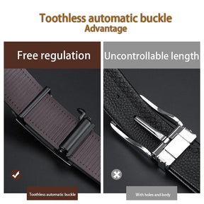 Men’s Genuine Leather Ratchet Belt with Automatic Buckle