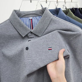 Men’s Casual Long-Sleeve Embroidered Polo Shirt