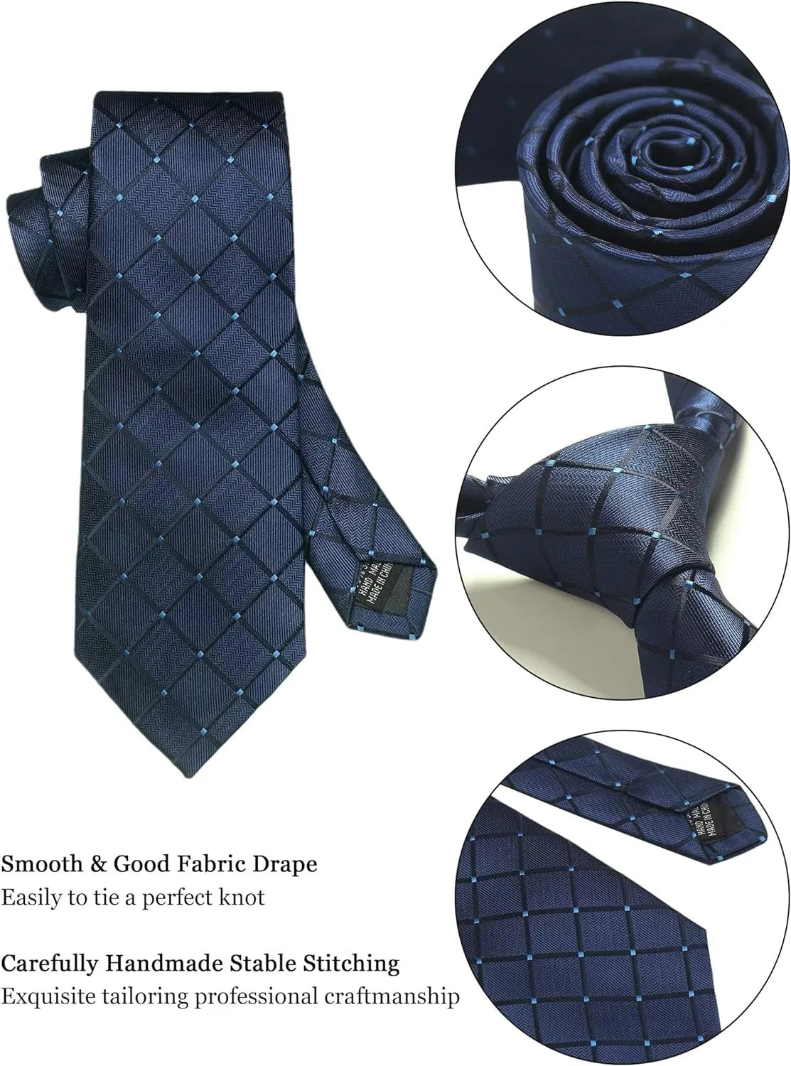 Classic Silk Tie Set with Pocket Square, Cufflinks and Tie Clip