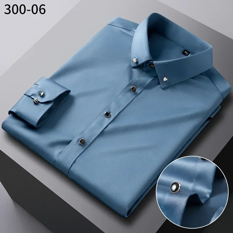 Men’s Premium Non-Iron Long Sleeve Business Shirt – Korean Slim Fit