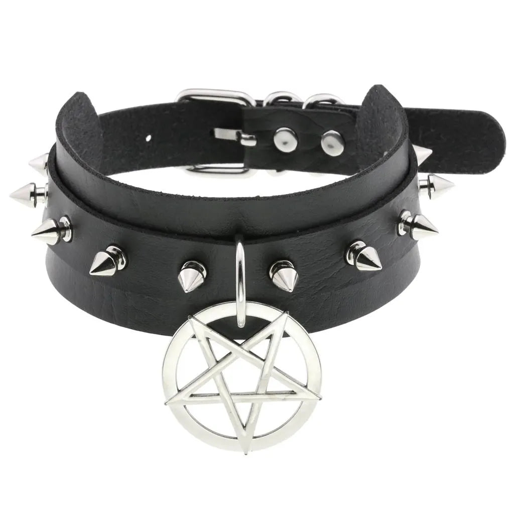 Gothic Glam Leather Tassel Choker