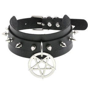 Gothic Glam Leather Tassel Choker