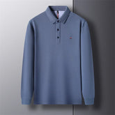 Men’s Casual Long-Sleeve Embroidered Polo Shirt