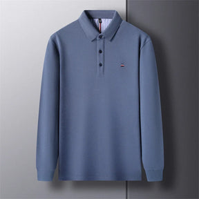 Men’s Casual Long-Sleeve Embroidered Polo Shirt