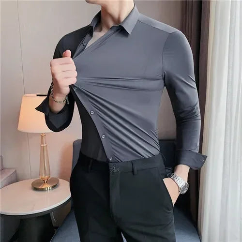 Premium Men’s Ultra-Stretch Long-Sleeve Shirt
