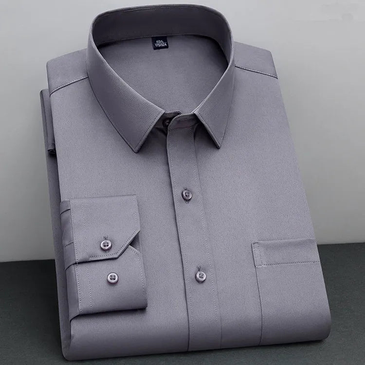 BAMBOOPLE Men’s Non-Iron Long-Sleeve Business Shirt
