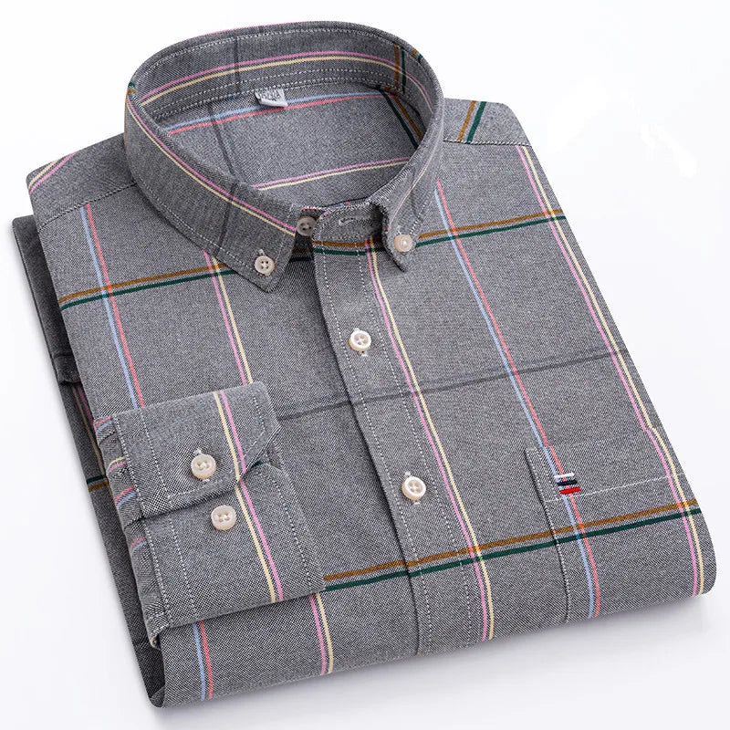 Men’s 100% Cotton Long-Sleeve Oxford Shirt