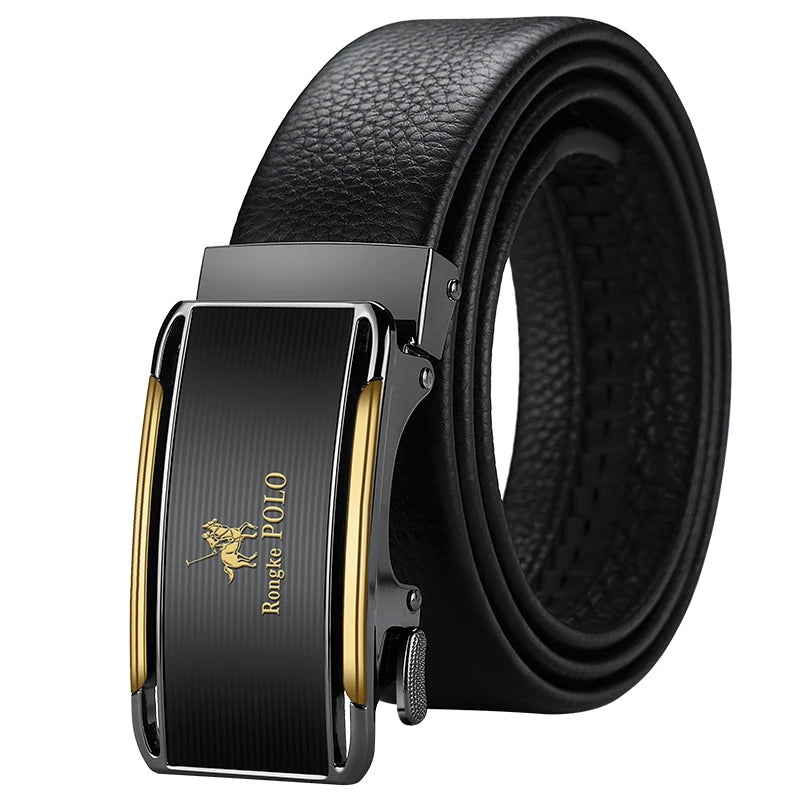 Men’s Genuine Leather Belt with Adjustable Automatic Buckle