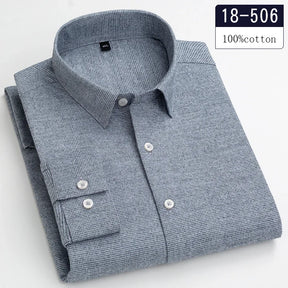 Luxury 100% Cotton Houndstooth Long-Sleeve Shirt for Men