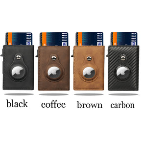 TANGMO Smart Air Tag Wallet RFID Credit Card Money Holder Automatic Pop up Mini Aluminum Wallet Airtag Case Cover