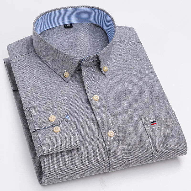 Men’s 100% Cotton Long-Sleeve Oxford Shirt