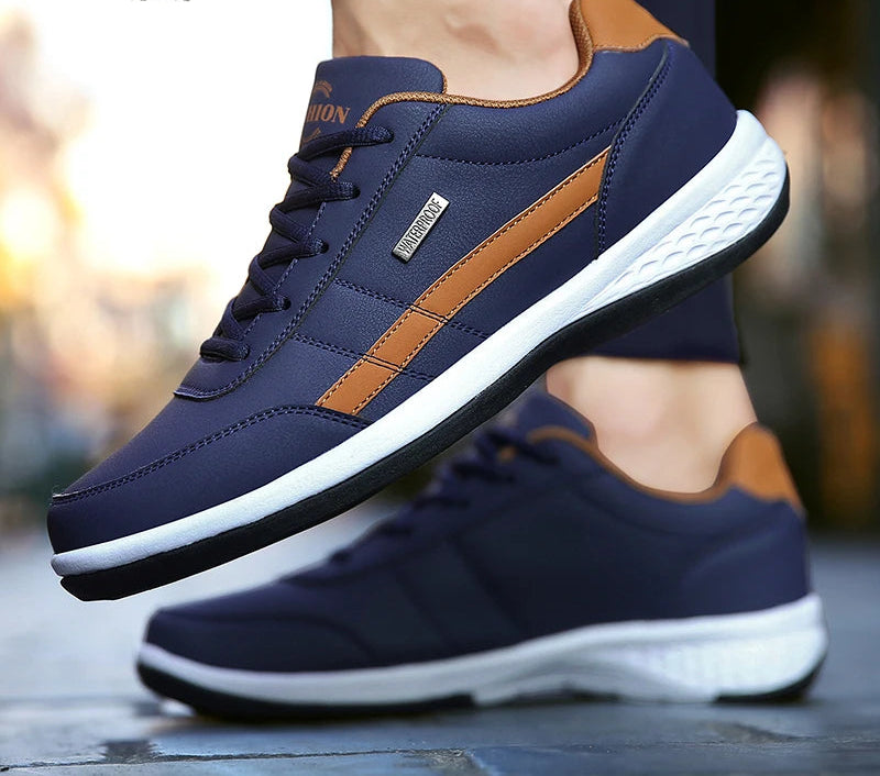 Men’s Waterproof Leather Sneakers – Casual Comfort with Elevated Style