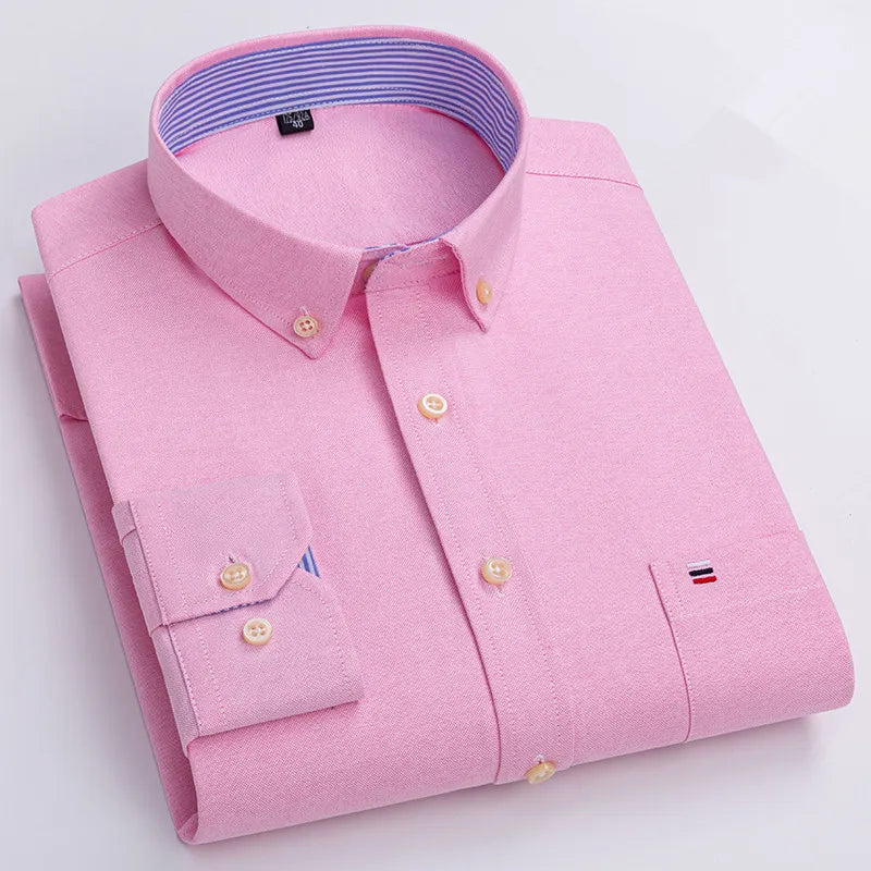 Men’s 100% Cotton Long-Sleeve Oxford Shirt