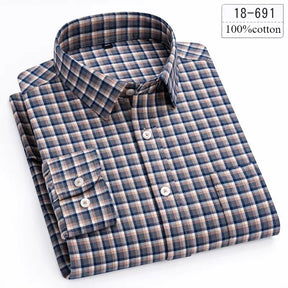 Luxury 100% Cotton Houndstooth Long-Sleeve Shirt for Men