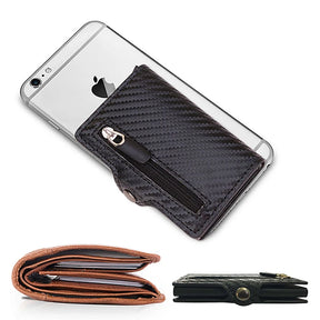 Carbon Fibre RFID-Blocking Card Holder – Sleek Leather & Metal Wallet for Men and Women