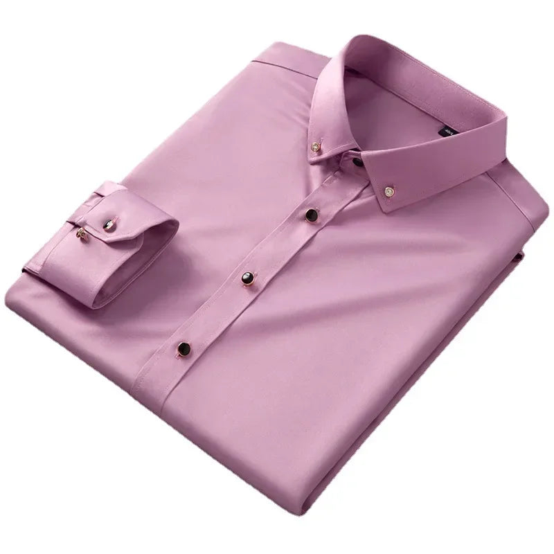 Men’s Premium Non-Iron Long Sleeve Business Shirt – Korean Slim Fit
