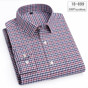 Luxury 100% Cotton Houndstooth Long-Sleeve Shirt for Men