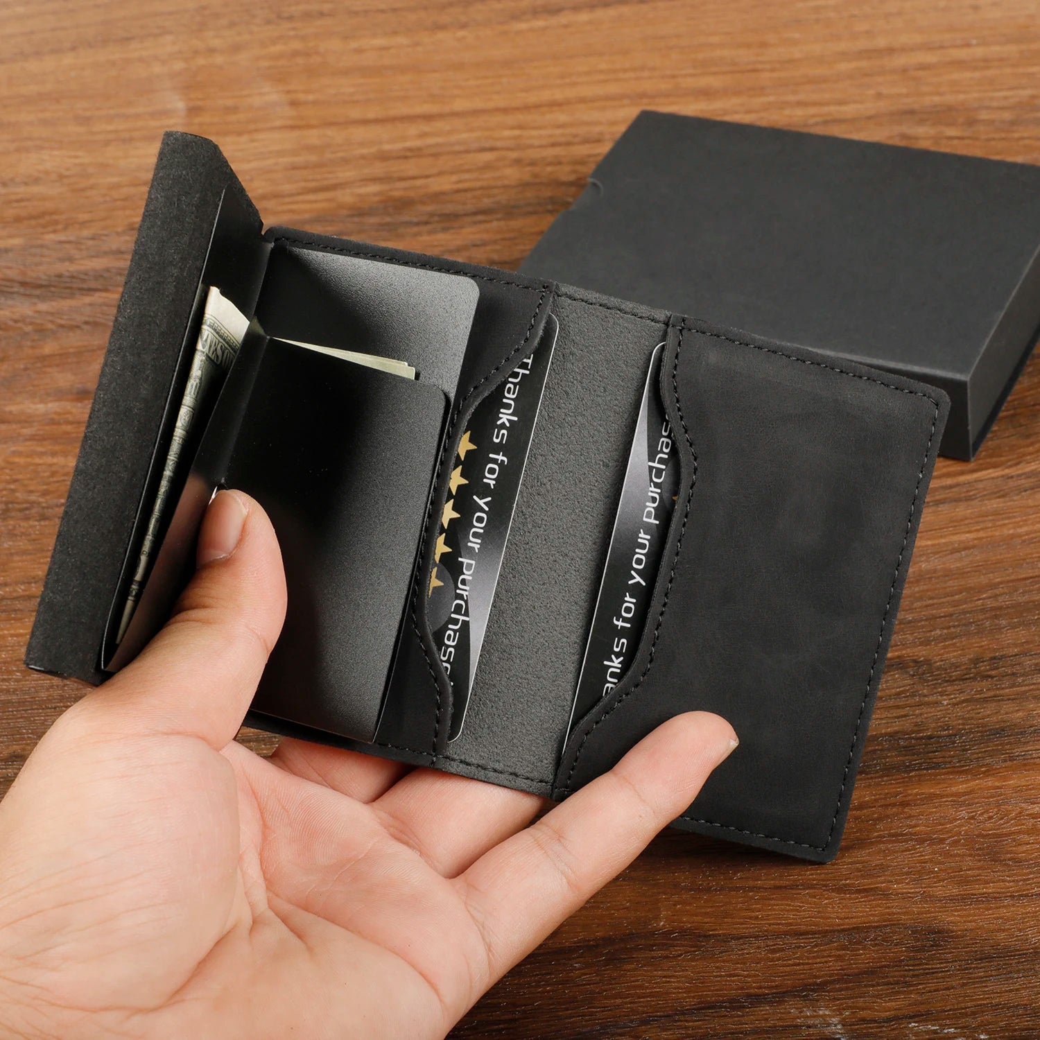 TANGMO Smart Air Tag Wallet RFID Credit Card Money Holder Automatic Pop up Mini Aluminum Wallet Airtag Case Cover