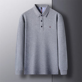Men’s Casual Long-Sleeve Embroidered Polo Shirt
