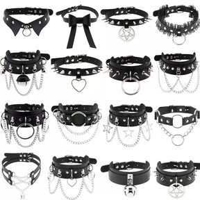 Gothic Glam Leather Tassel Choker